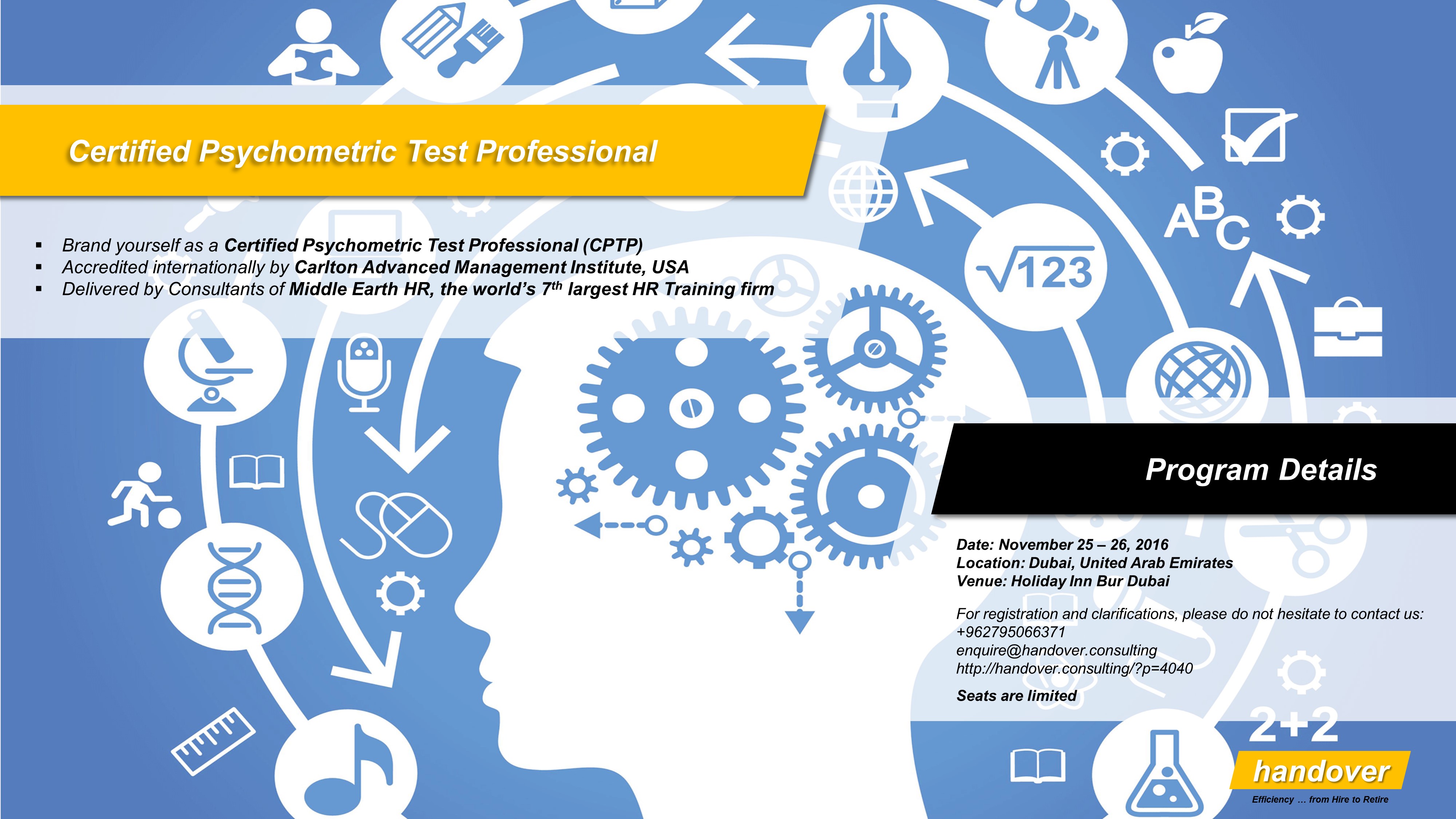 Certified Psychometric Test Professional 25 26 November 2016 Dubai Handover Consulting